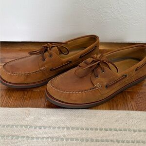 Sperry Brown Leather Boat Shoes with Rubber Sole